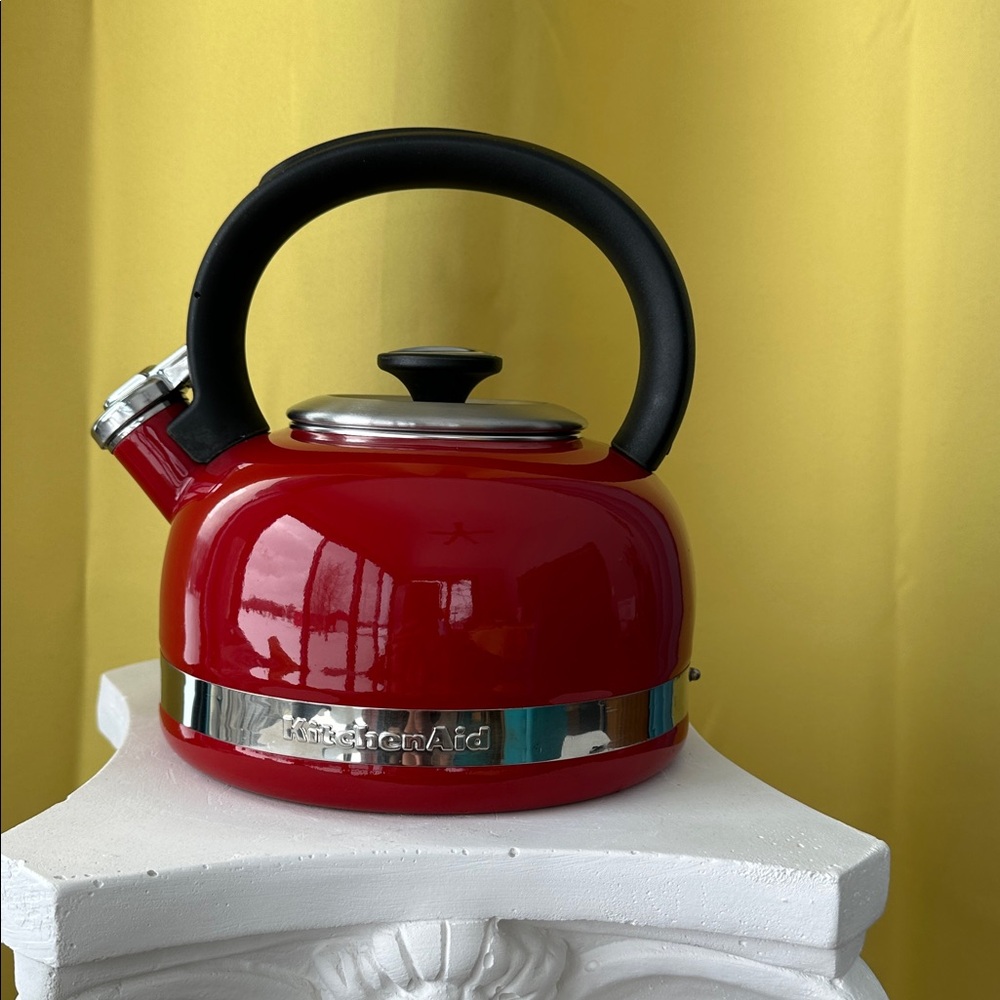 KitchenAid Classic Red Tea Kettle with Black Handle